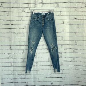 Vervet Flying Monkey High Rise Skinny Jeans Button Fly Distressed Women’s 26 Y2K